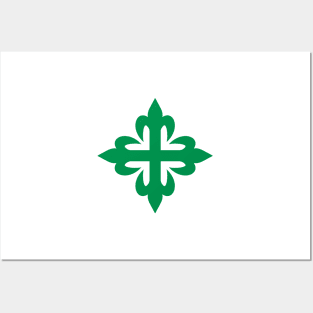 Flowered cross (green) Posters and Art